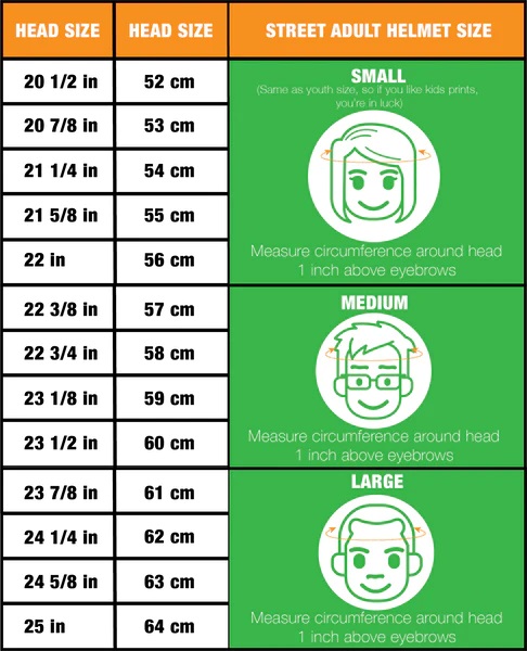 Street Size Chart Nutcase Helmets Adults Australia
